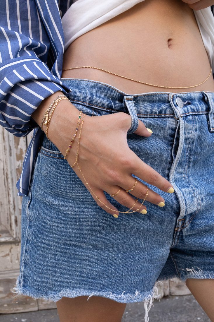 Belly chain permanente com hand chain